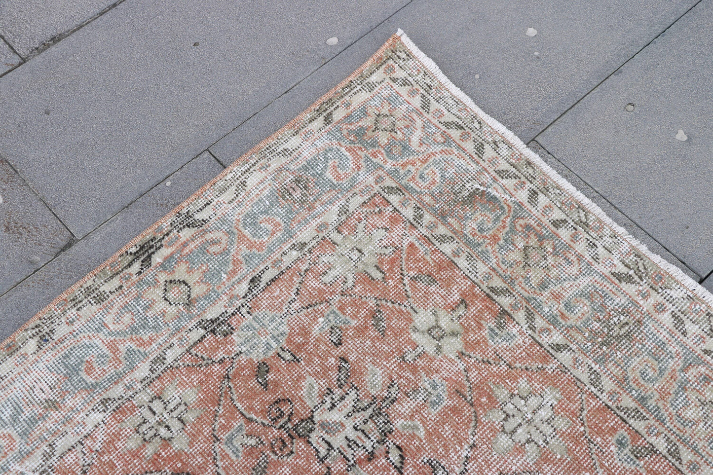 Turkish Vintage Oushak Accent Rug 4x7 for Bedroom