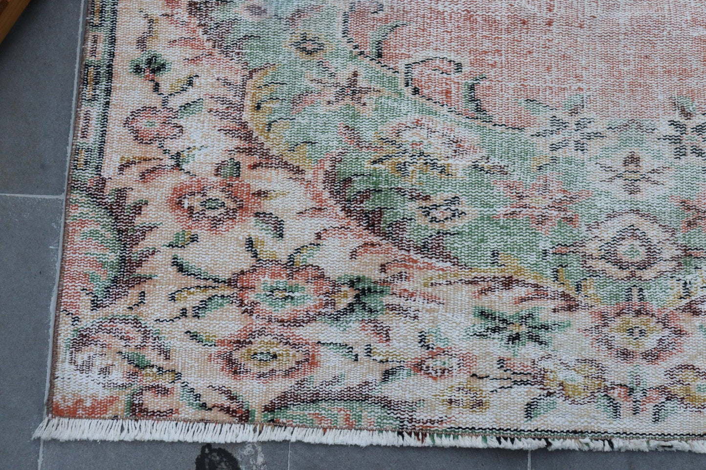 Turkish Vintage Rug 4,9x7,8 ft, Red Ikat Rug