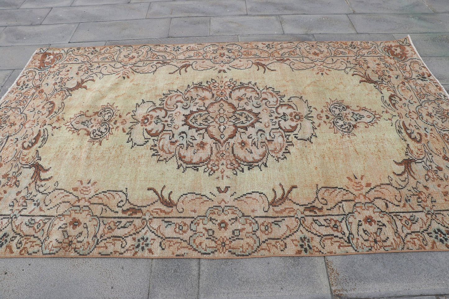 Large Turkish Oushak Wool Rug for Dining Room
