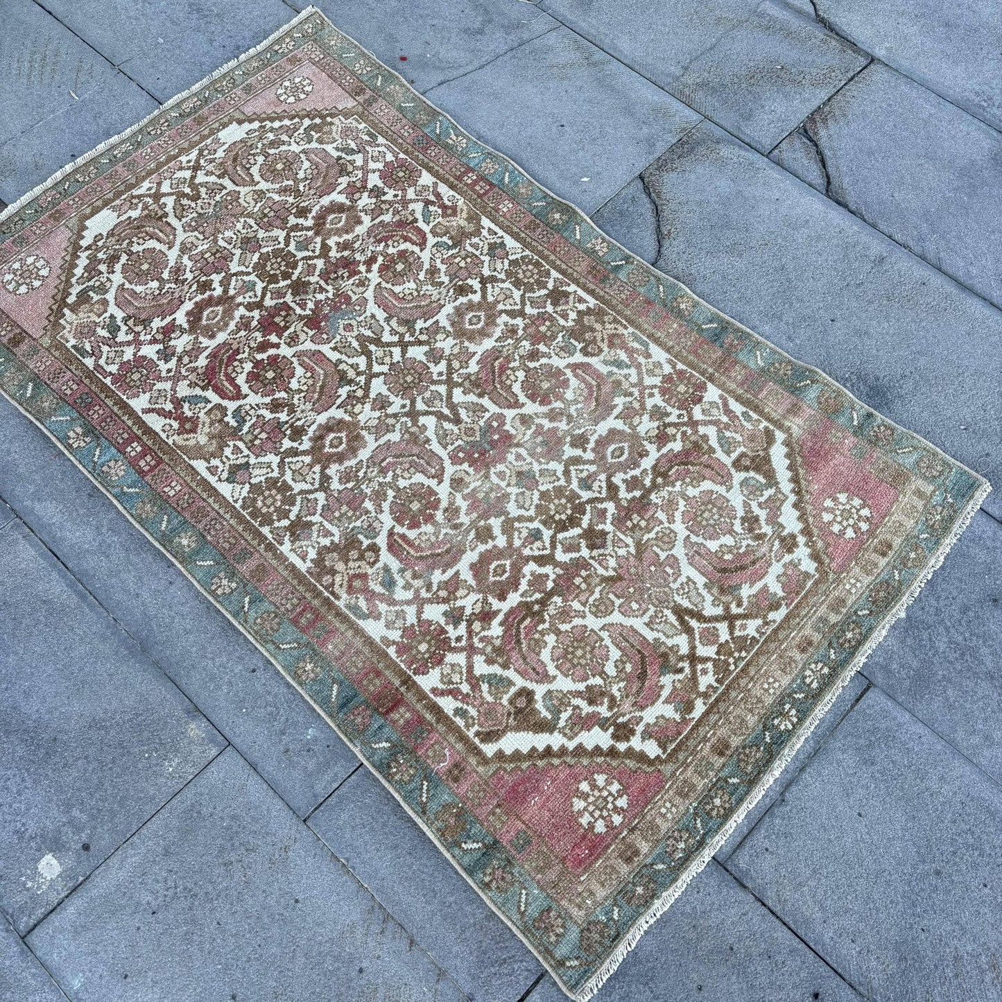Turkish Vintage Bohemian Kilim Rug Handwoven Door Mat