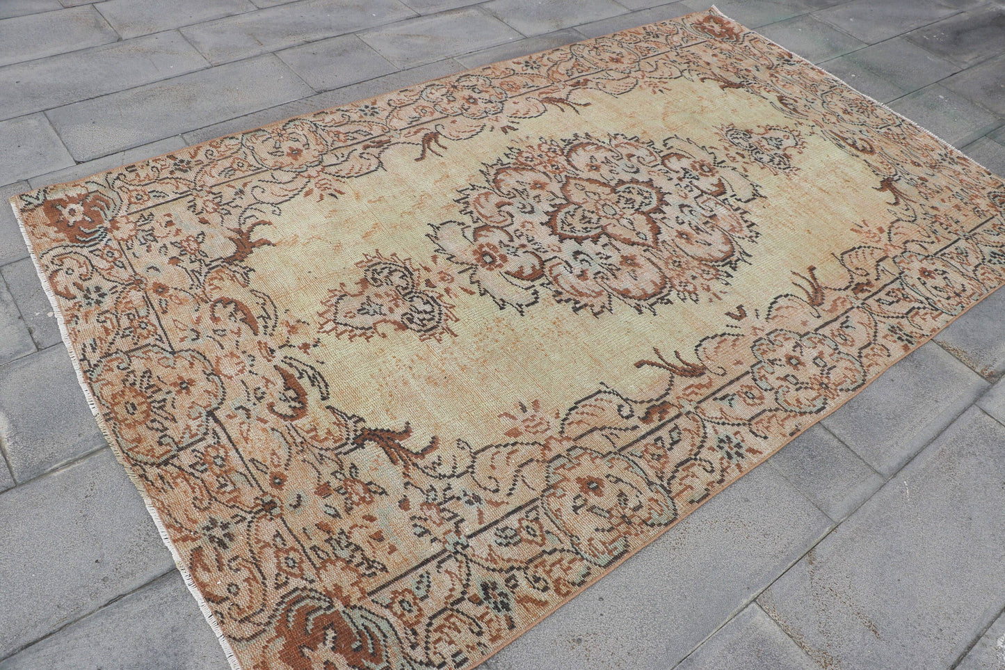 Large Turkish Oushak Wool Rug for Dining Room