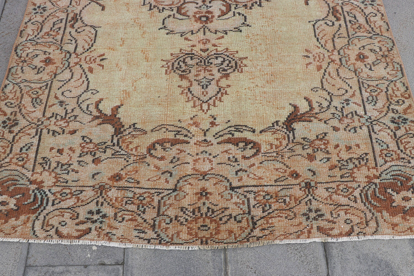 Large Turkish Oushak Wool Rug for Dining Room