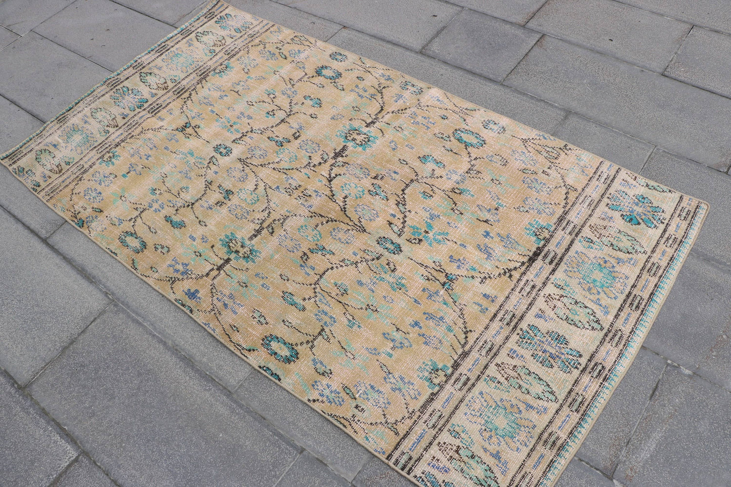 Vintage Turkish Oushak Wool Rugs for Kitchen & Entryway