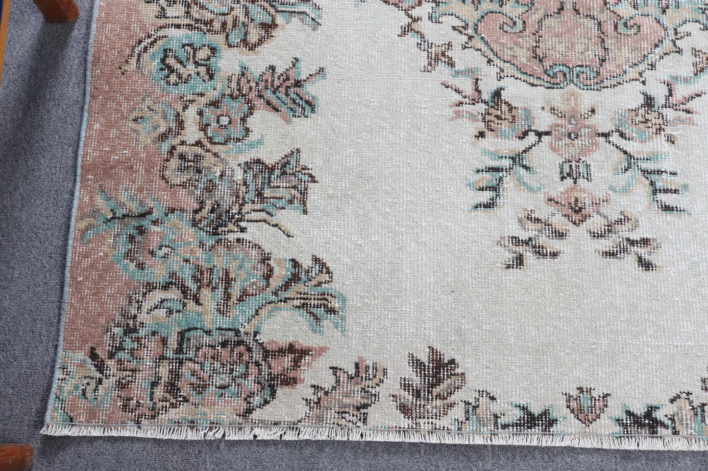 Turkish 8x5 ft Rug, Vintage Rug, Beige Ikat Rug Wool