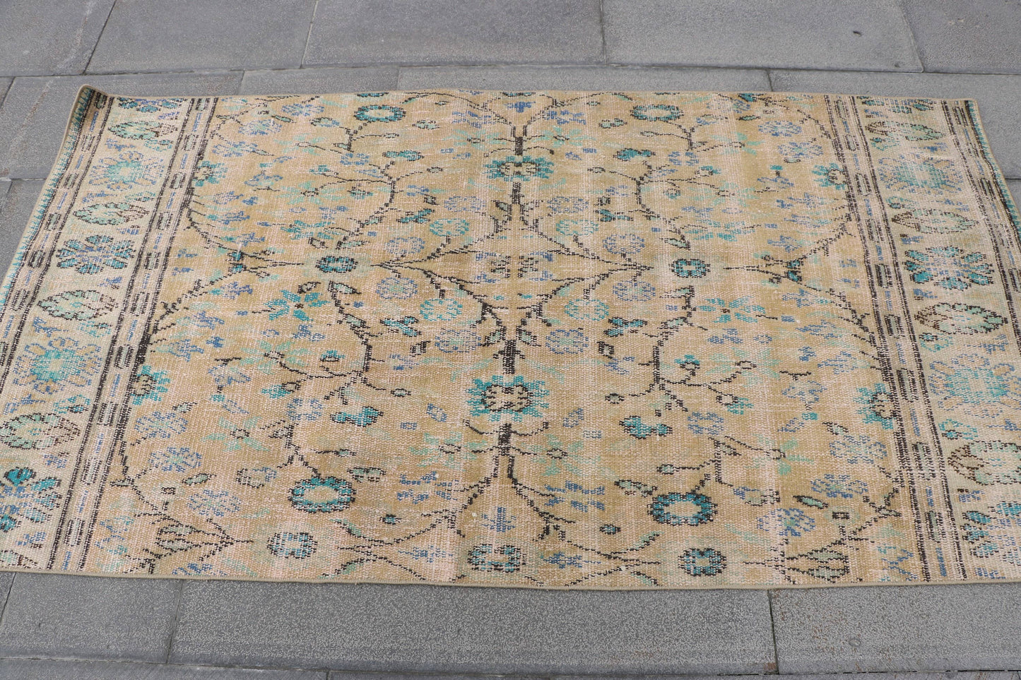 Vintage Turkish Oushak Wool Rugs for Kitchen & Entryway
