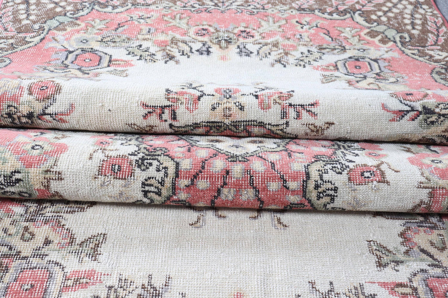 3,8x6,7 ft Turkish Rug, Vintage Area Rug, Red Plants & trees Wool Rug