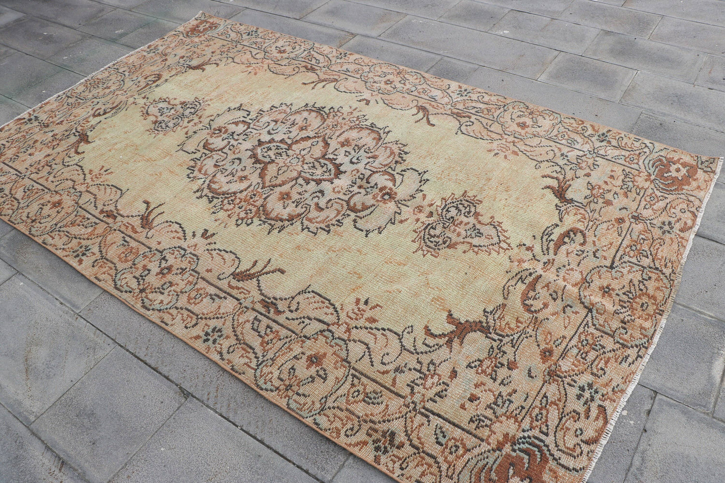 Large Turkish Oushak Wool Rug for Dining Room