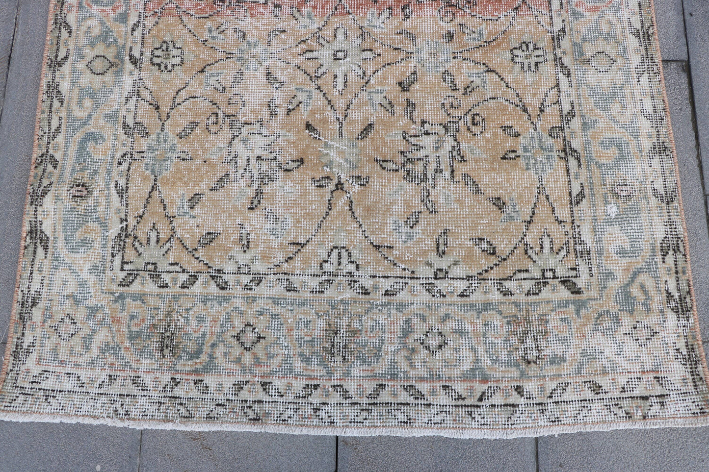 Turkish Vintage Oushak Accent Rug 4x7 for Bedroom