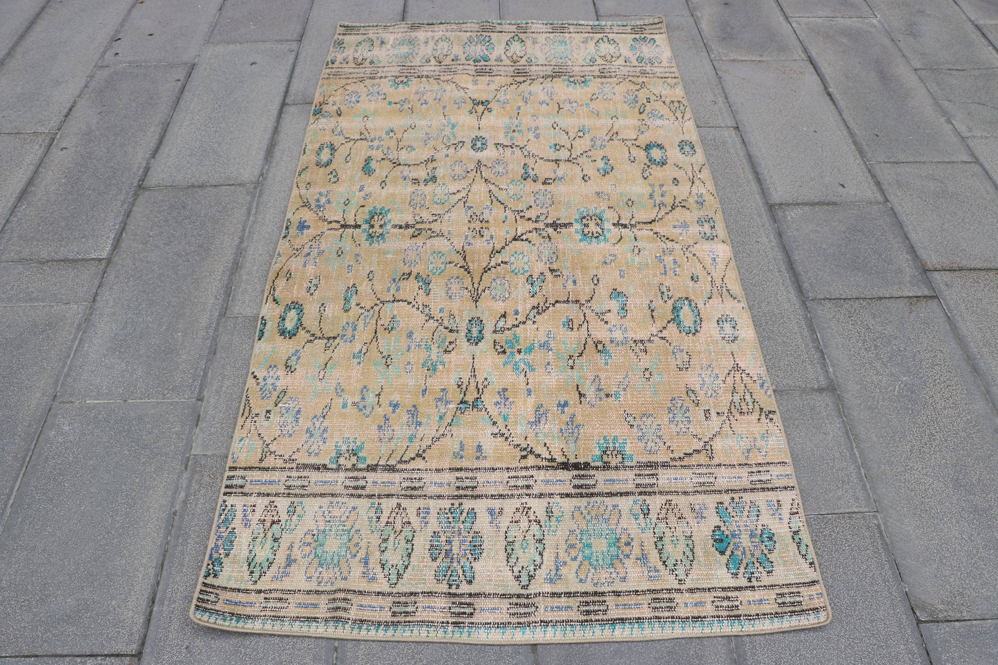 Vintage Turkish Oushak Wool Rugs for Kitchen & Entryway
