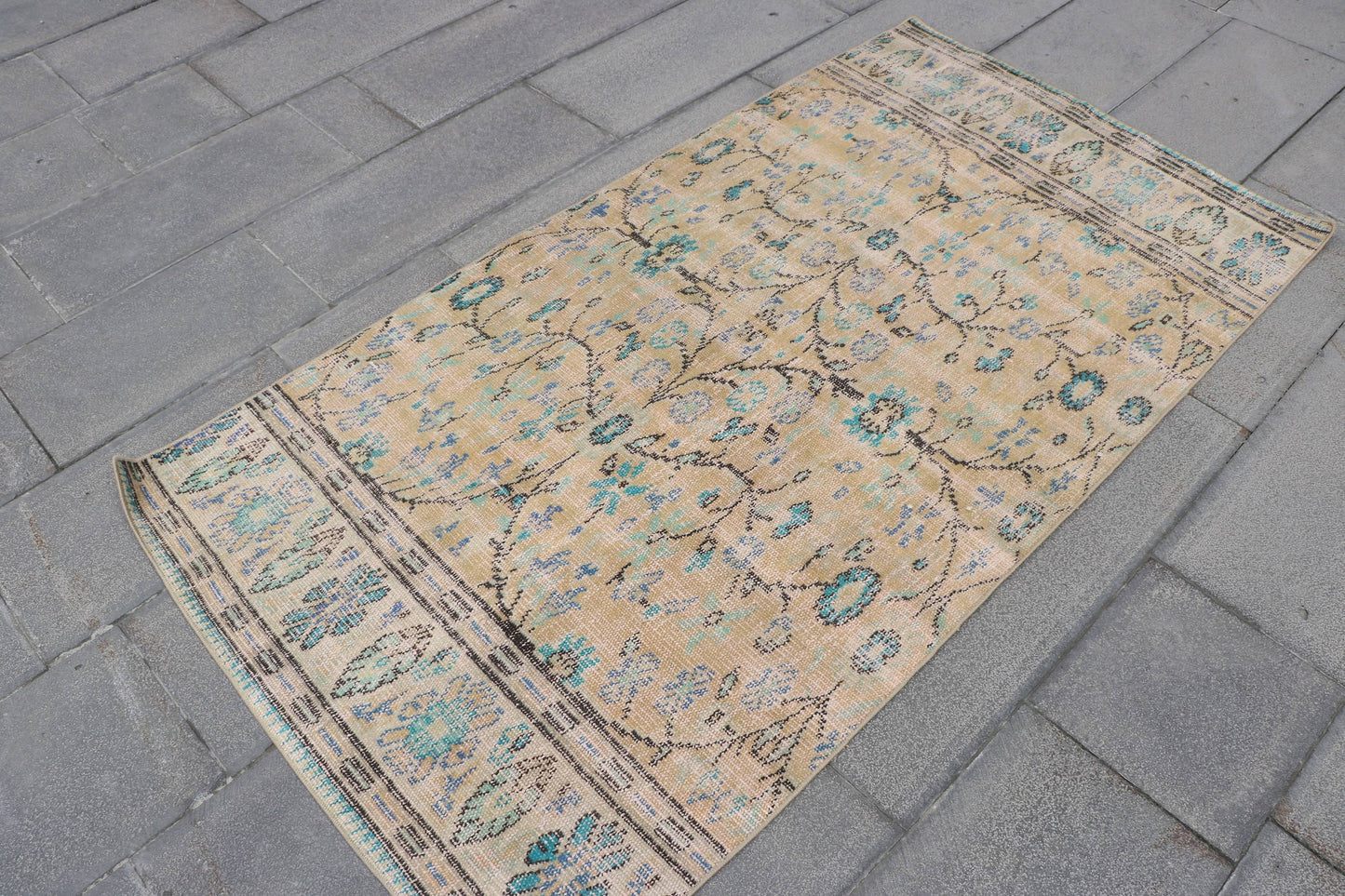 Vintage Turkish Oushak Wool Rugs for Kitchen & Entryway