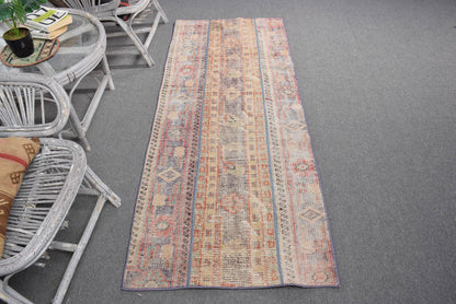 Vintage Turkish Rug 2,6x6,3 ft, Beige Polka dot Wool Rug
