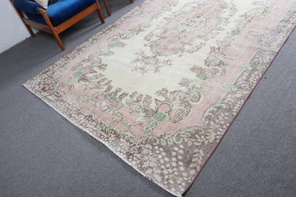 Vintage Turkish Rug 6,3x8 ft (193x244 cm), Beige Wool Rug