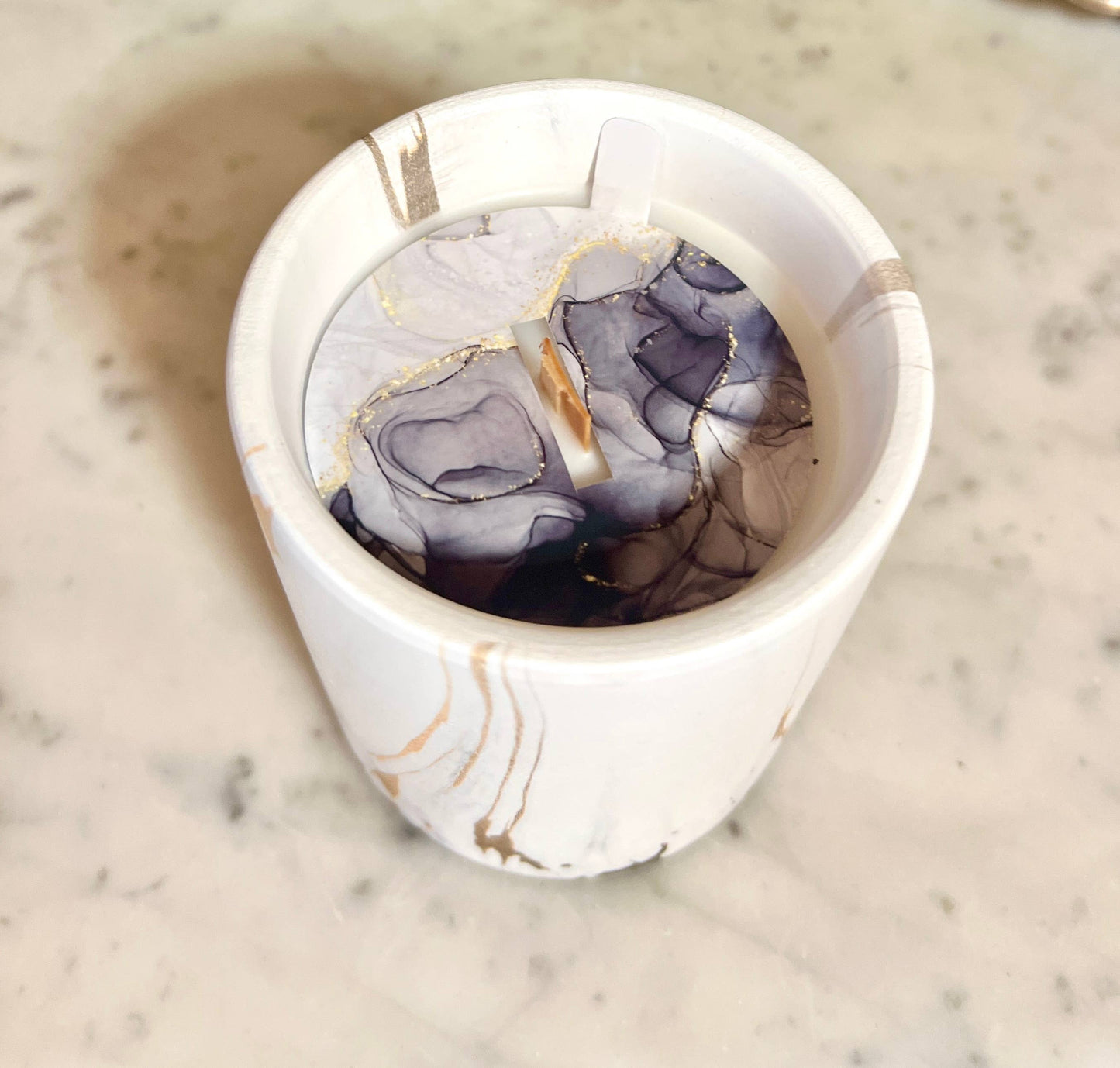 Biophilia:  Gold & White Marble Labdanum Scented Candle