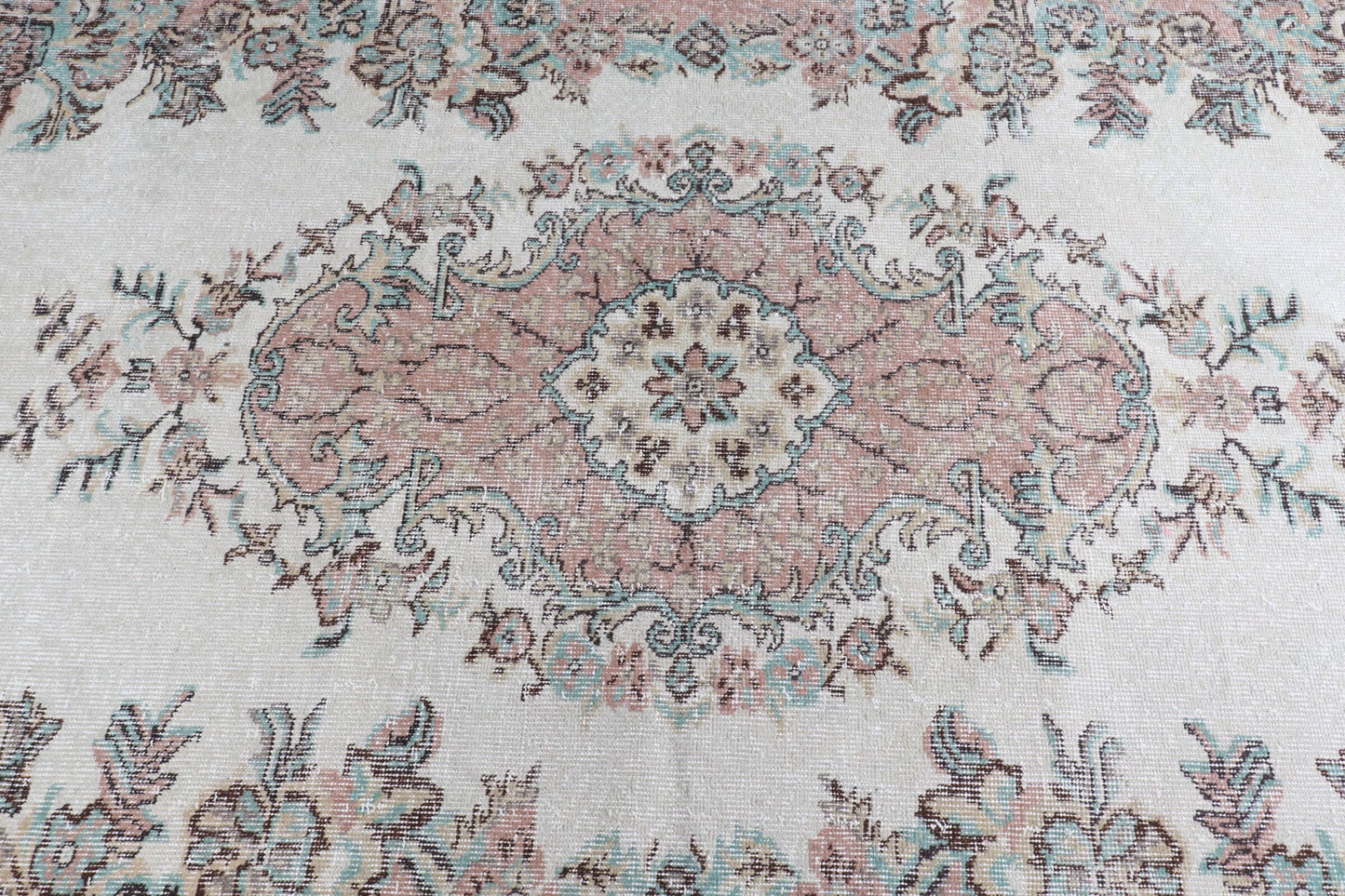 Turkish 8x5 ft Rug, Vintage Rug, Beige Ikat Rug Wool