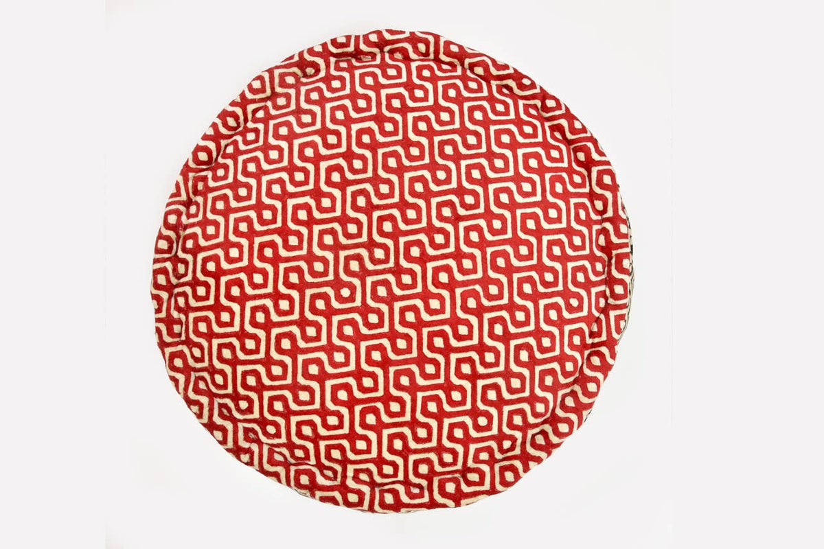 Block Print Meditation Cushion - Double Sided Round