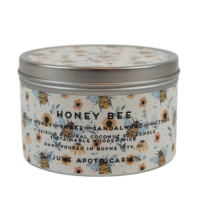 Honey Bee Wooden Wick 11 oz Tin Candle