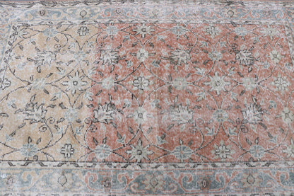 Turkish Vintage Oushak Accent Rug 4x7 for Bedroom