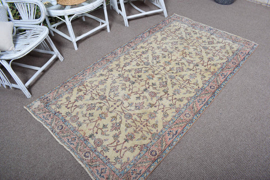 3,6x6,8 ft Turkish Rug, Area Vintage Rug, Beige Persian Rug