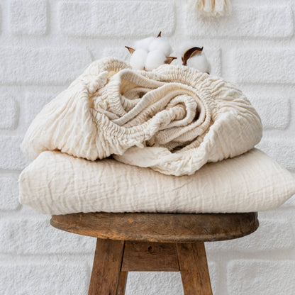 Organic Muslin Fitted Sheet GOTS Certified Bedding Set
