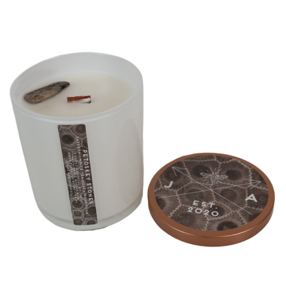 Petoskey Stones® 12 oz Wooden Wick Tumbler Candle- Michigan