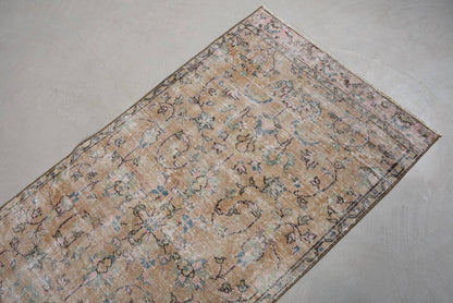 Vintage Wool Rug with Geometric & Floral Design