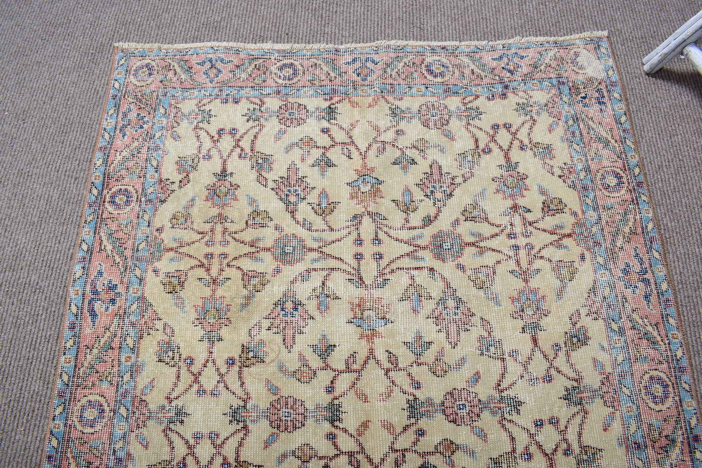 3,6x6,8 ft Turkish Rug, Area Vintage Rug, Beige Persian Rug