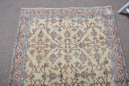 3,6x6,8 ft Turkish Rug, Area Vintage Rug, Beige Persian Rug