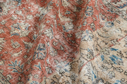 Vintage Turkish Rug, Red Floral, 6.4x3.3 ft, Boho, SCR-445