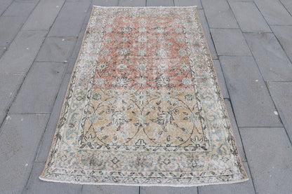 Turkish Vintage Oushak Accent Rug 4x7 for Bedroom