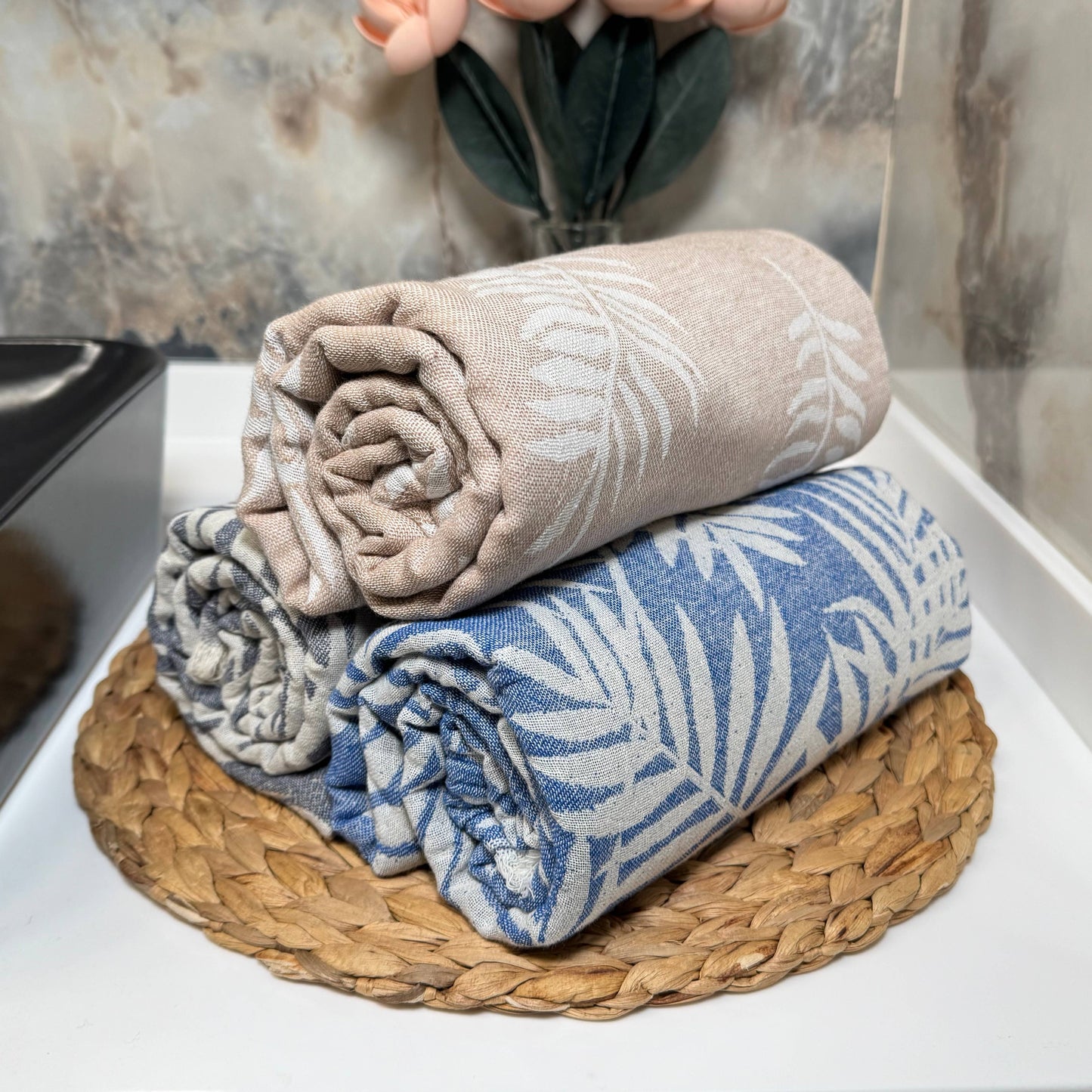 Tropical Patterned Turkish Cotton Towels for Daily Use