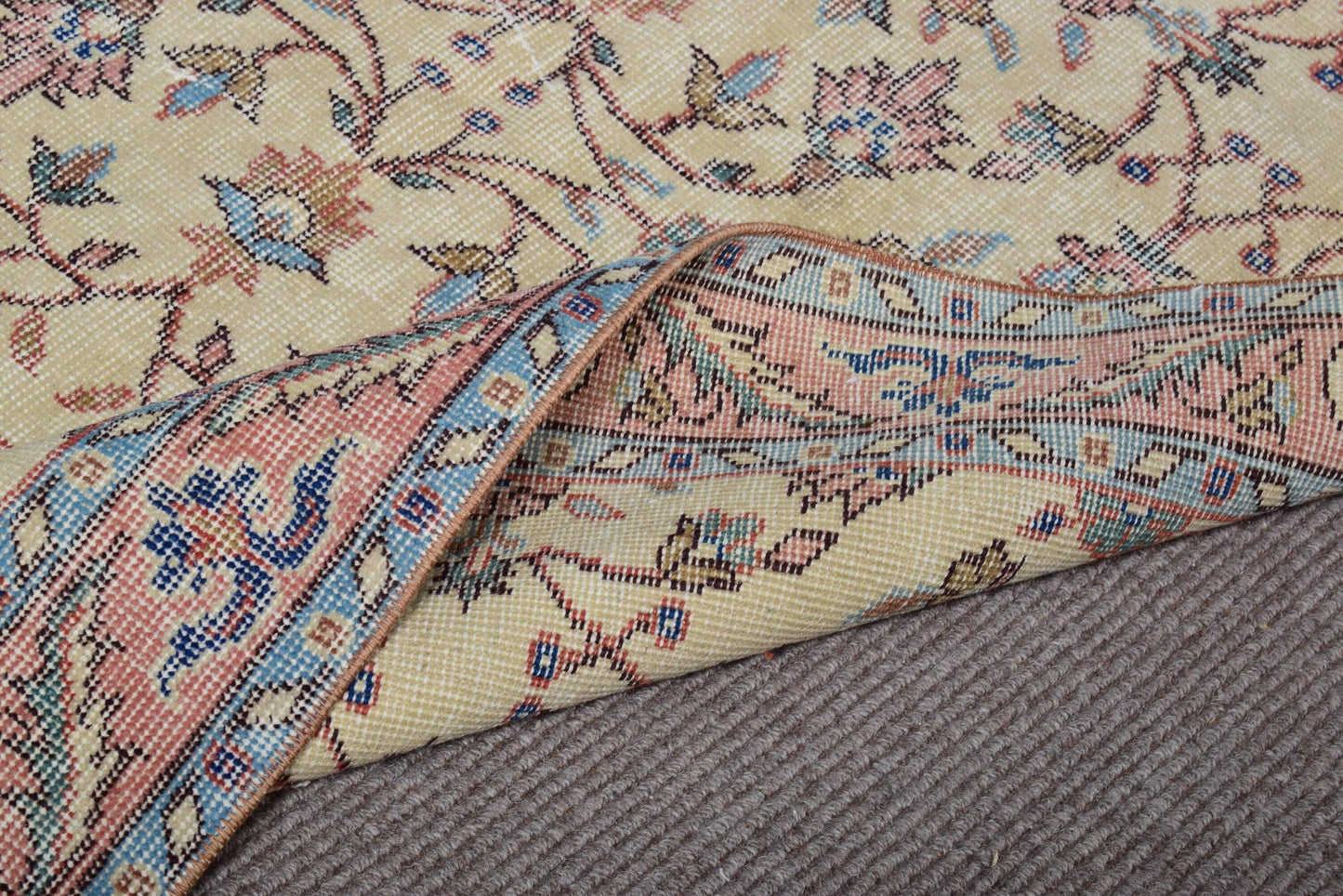 3,6x6,8 ft Turkish Rug, Area Vintage Rug, Beige Persian Rug