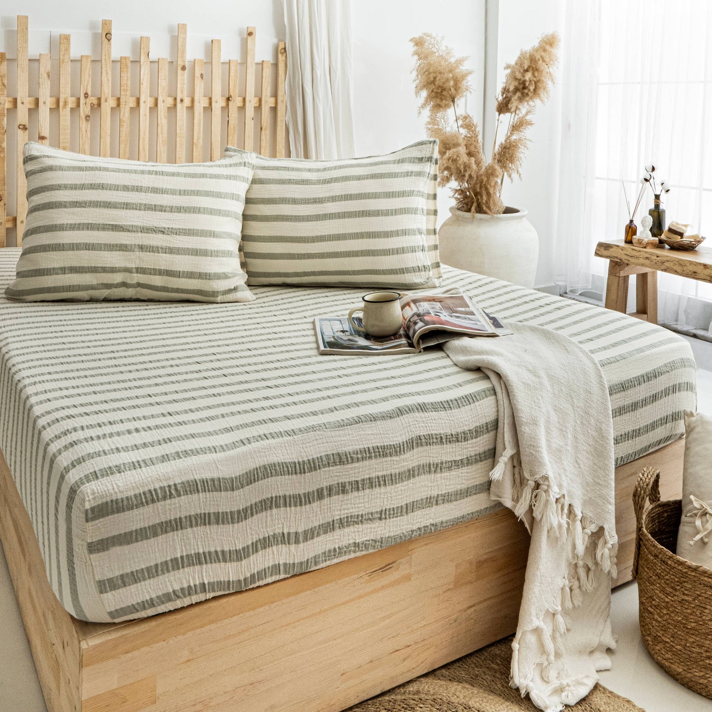 Organic Muslin Fitted Sheet GOTS Certified Bedding Set