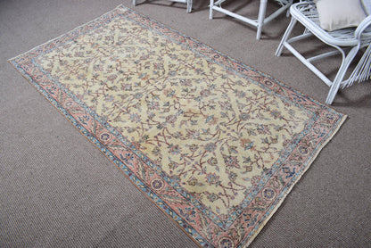 3,6x6,8 ft Turkish Rug, Area Vintage Rug, Beige Persian Rug