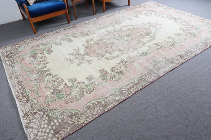 Vintage Turkish Rug 6,3x8 ft (193x244 cm), Beige Wool Rug