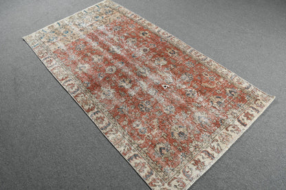 Vintage Turkish Rug, Red Floral, 6.4x3.3 ft, Boho, SCR-445