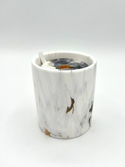 Biophilia:  Gold & White Marble Labdanum Scented Candle