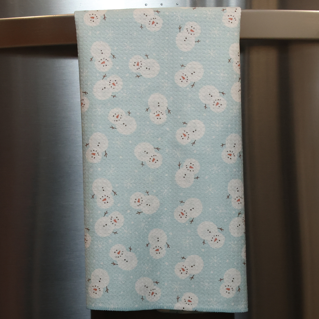 Happy Snowmen Double Sided Waffle Dish Towel