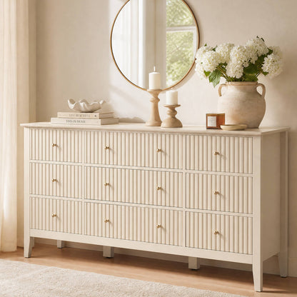 Wholesale Fluted 9-Drawer Black Wood Dresser