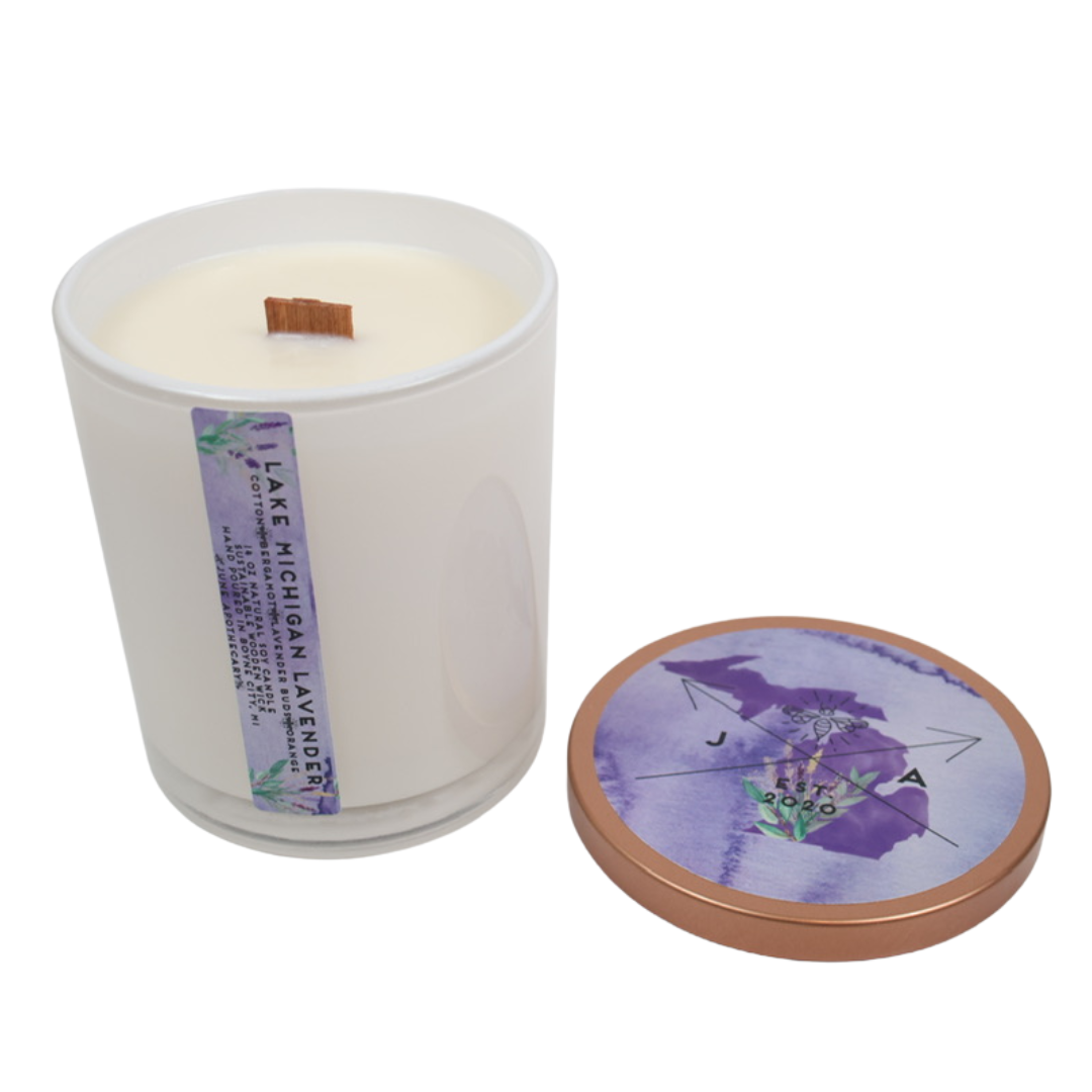 Lake Michigan Lavender 12 oz Wooden Wick Tumbler Candle