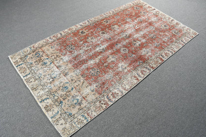 Vintage Turkish Rug, Red Floral, 6.4x3.3 ft, Boho, SCR-445