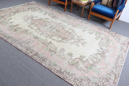 Vintage Turkish Rug 6,3x8 ft (193x244 cm), Beige Wool Rug