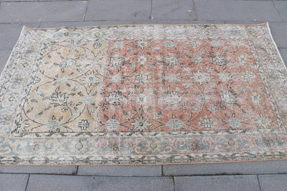 Turkish Vintage Oushak Accent Rug 4x7 for Bedroom