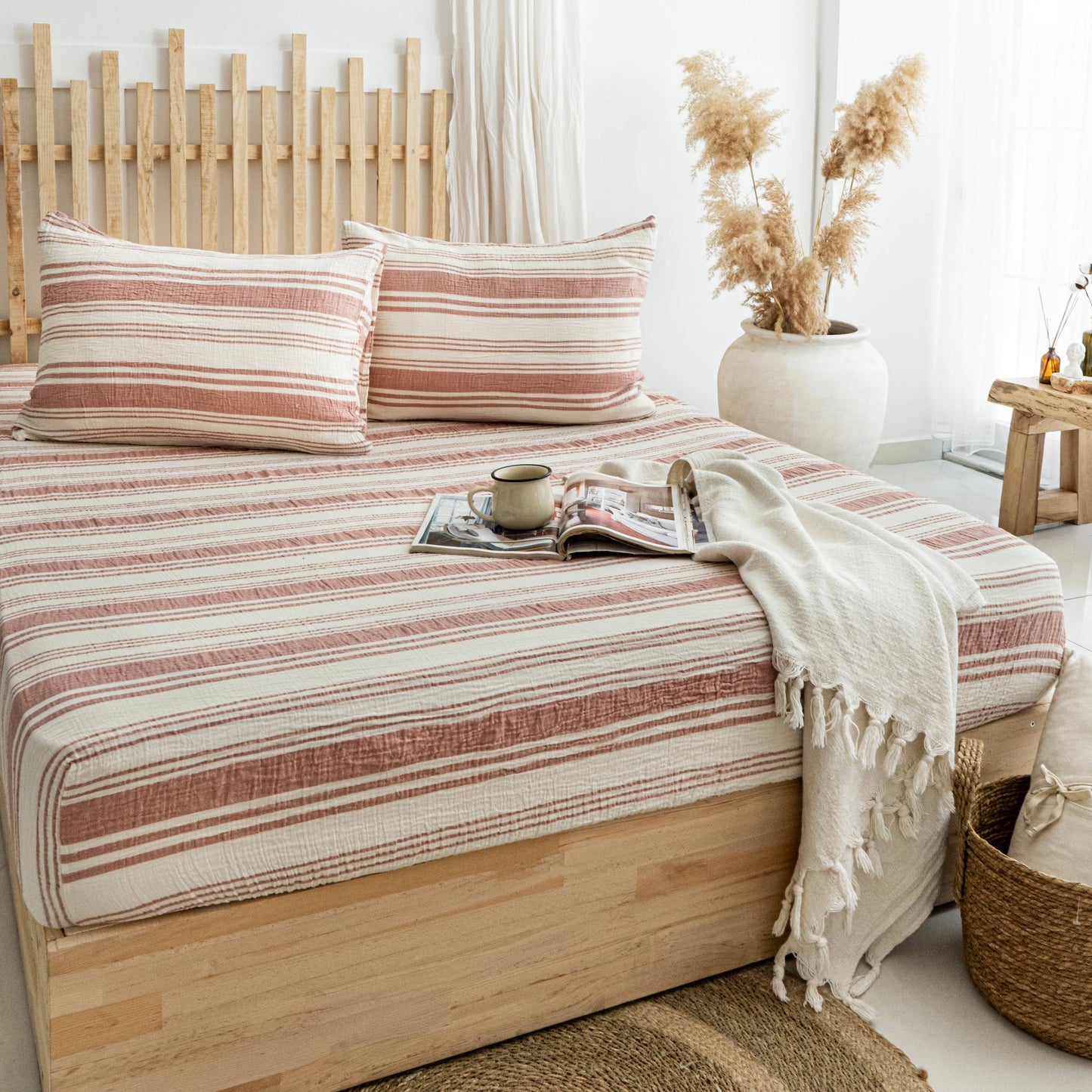 Organic Muslin Fitted Sheet GOTS Certified Bedding Set