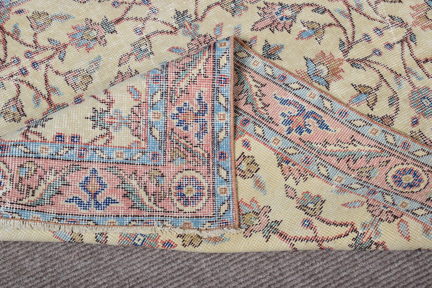 3,6x6,8 ft Turkish Rug, Area Vintage Rug, Beige Persian Rug