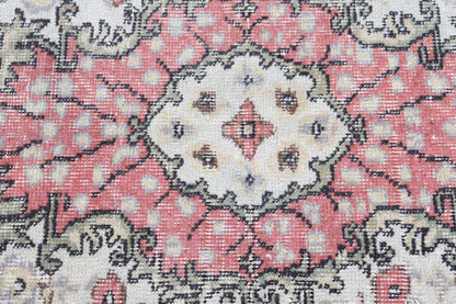 3,8x6,7 ft Turkish Rug, Vintage Area Rug, Red Plants & trees Wool Rug