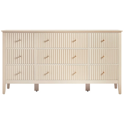 Wholesale Fluted 9-Drawer Black Wood Dresser