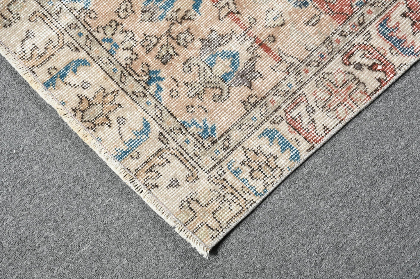 Vintage Turkish Rug, Red Floral, 6.4x3.3 ft, Boho, SCR-445