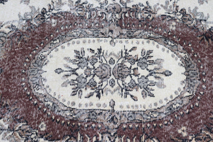 Vintage Rug, 5,2x8,7 ft Large Rug, Brown Beige Wool Rug