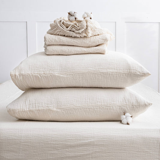 Organic Muslin Fitted Sheet GOTS Certified Bedding Set