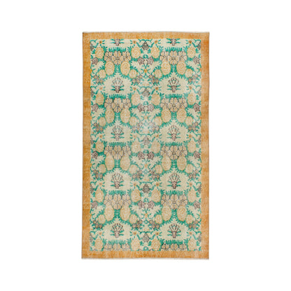 Vintage Turkish Oushak Accent Rug with Flower Pattern